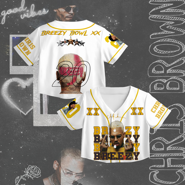 Brown Breezy Bowl XX Tour 2025 Cropped Cardigan Baseball Jacket