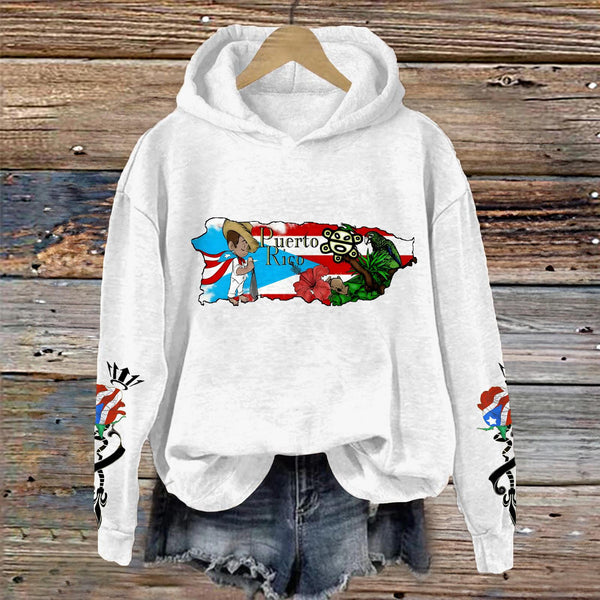 Puerto Rico Long Sleeve Printed Hoodie