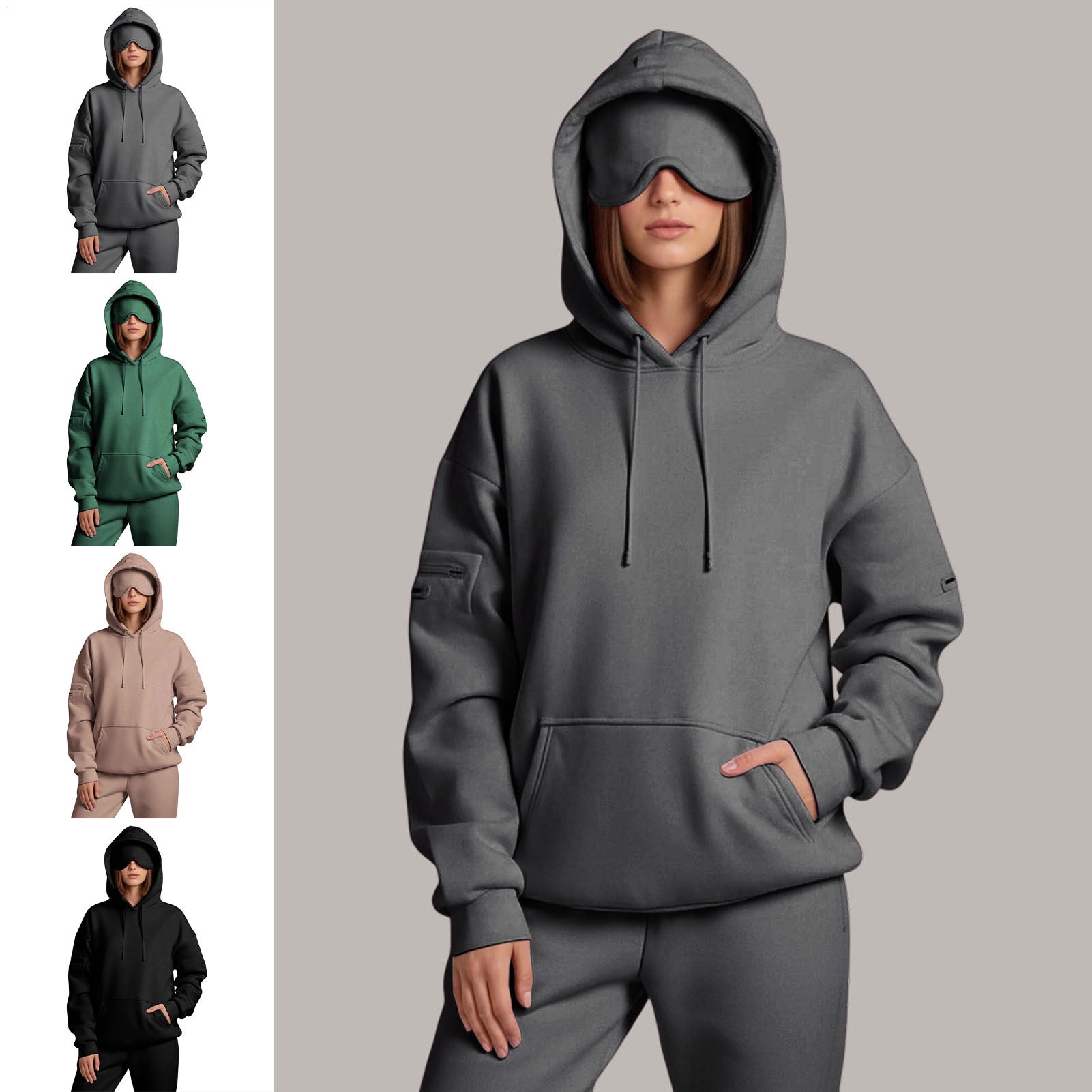 Airplane Mode Travel Hoodie Men Women Comfort Hoodies with Eyeshade Pullover Tops Clothes with Hidden Pockets charming