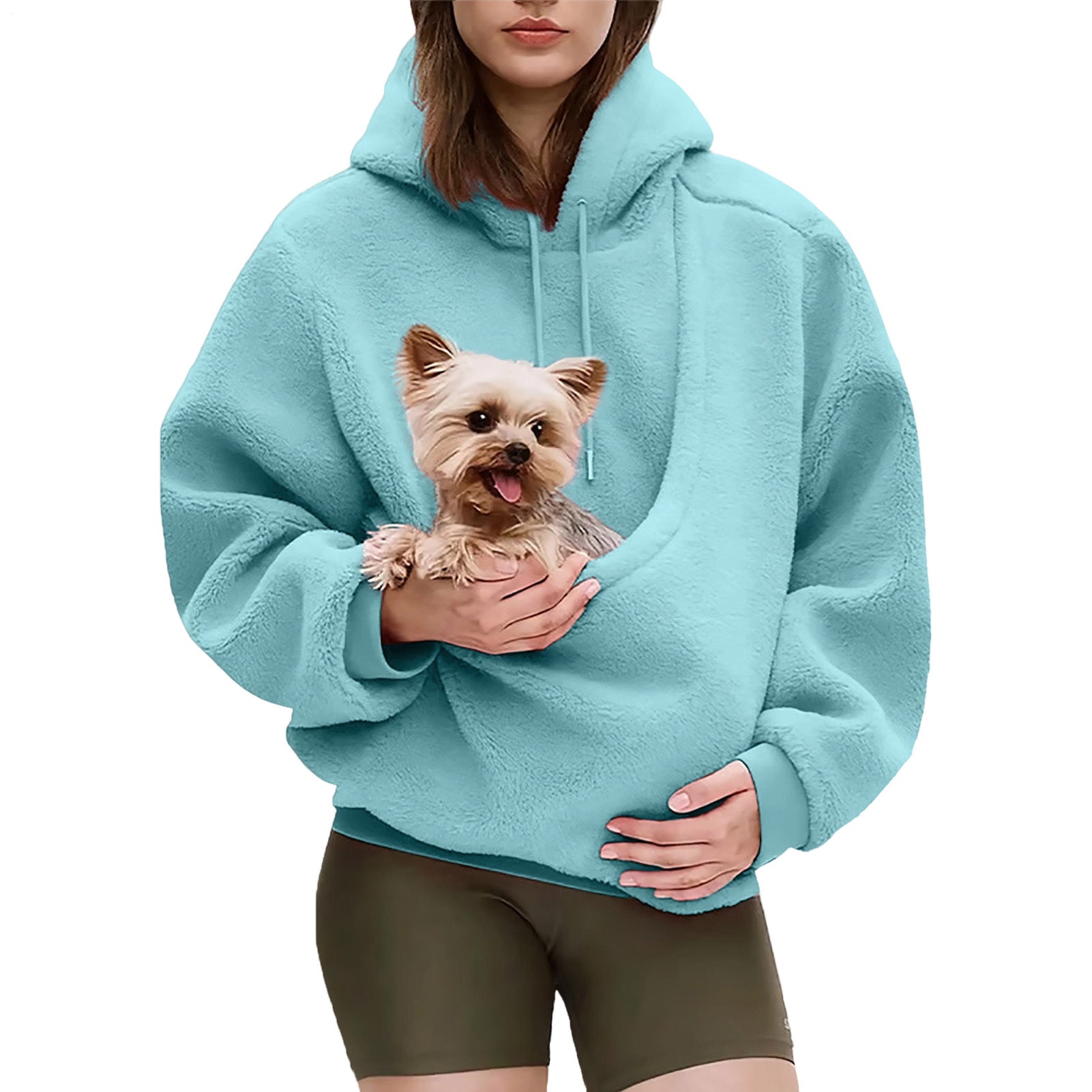 Pet Carrier Hoodie Fuzzy Solid Color Puppy Kitten Cat Holder Carriers Hoodies with Pocket for Home Sofa positive