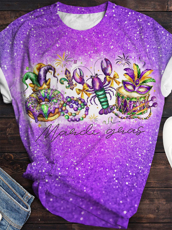 Mardi Gras King Cake Crew Neck T-shirt