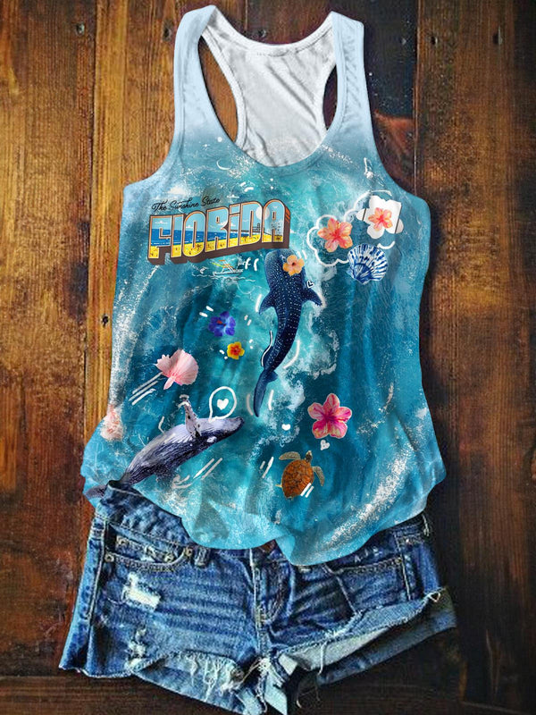 Florida Ocean Printed Casual Tank Top