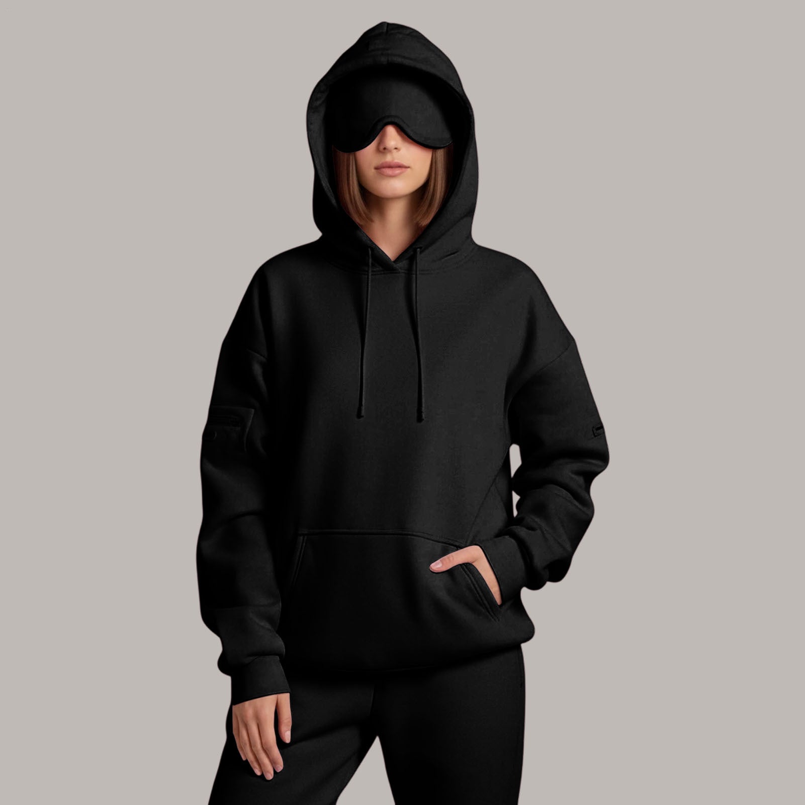 Airplane Mode Travel Hoodie Men Women Comfort Hoodies with Eyeshade Pullover Tops Clothes with Hidden Pockets charming