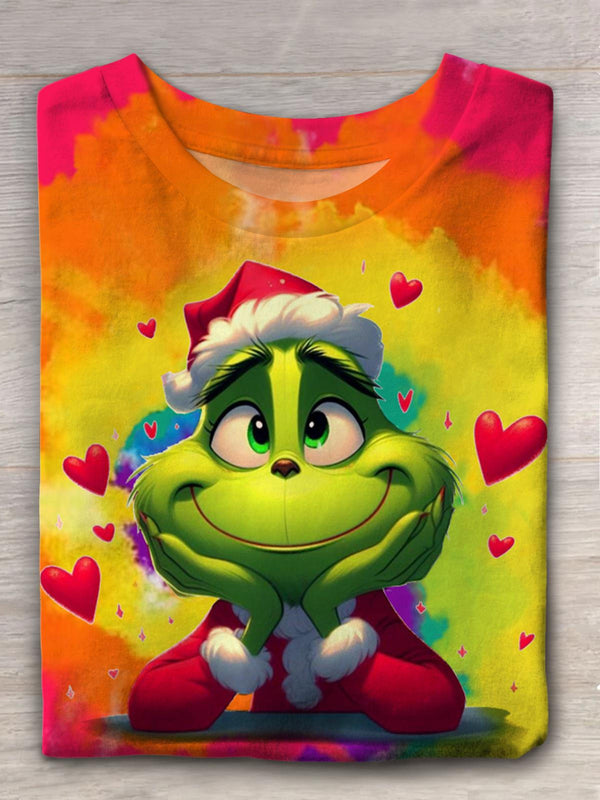 Camiseta informal con estampado tie-dye de personaje desaparecido "Feliz Día de San Valentín" 