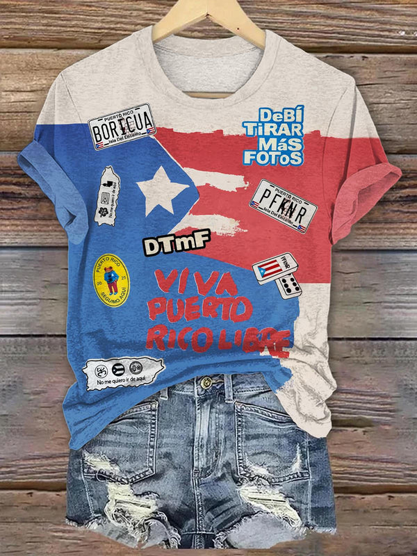 Puerto Rico Retro Crew Neck T-shirt