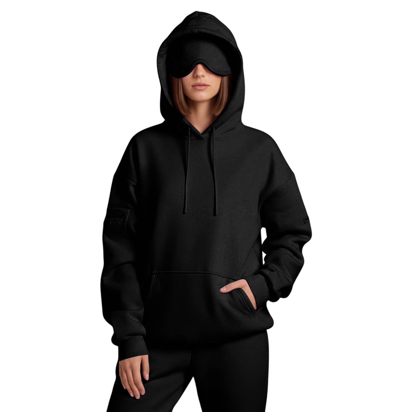 Airplane Mode Travel Hoodie Men Women Comfort Hoodies with Eyeshade Pullover Tops Clothes with Hidden Pockets charming