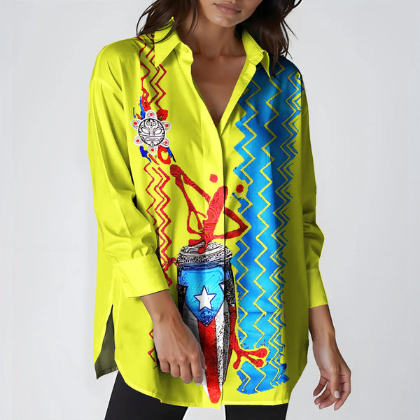 Women's Puerto Rican Print Casual Shirt