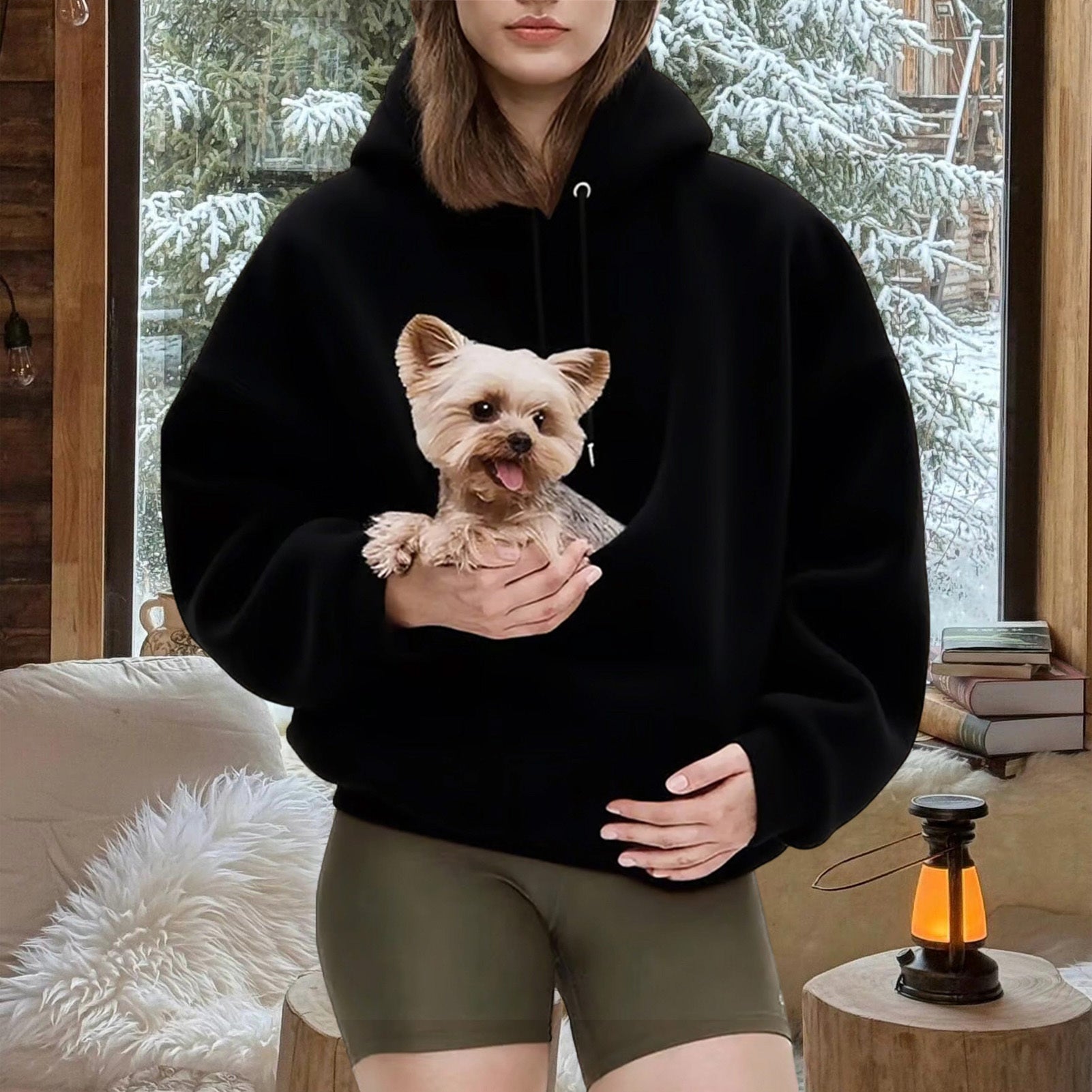 Pet Carrier Hoodie Fuzzy Solid Color Puppy Kitten Cat Holder Carriers Hoodies with Pocket for Home Sofa positive