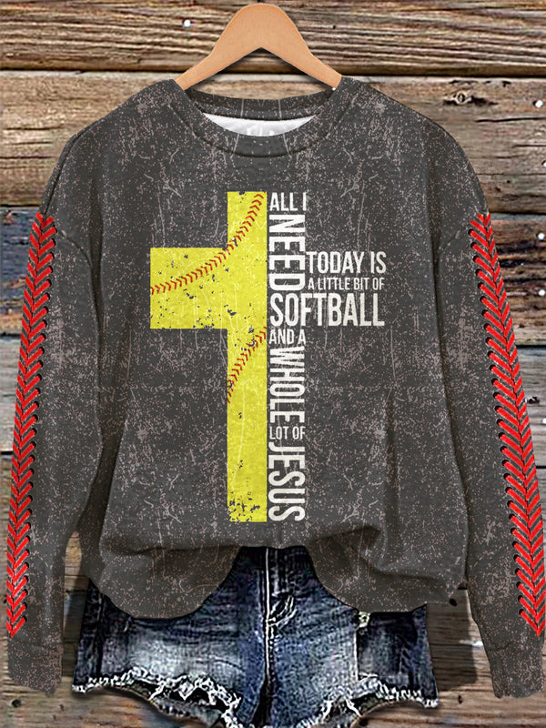 Jesus Baseball Cross Printed Long Sleeve Casual Top