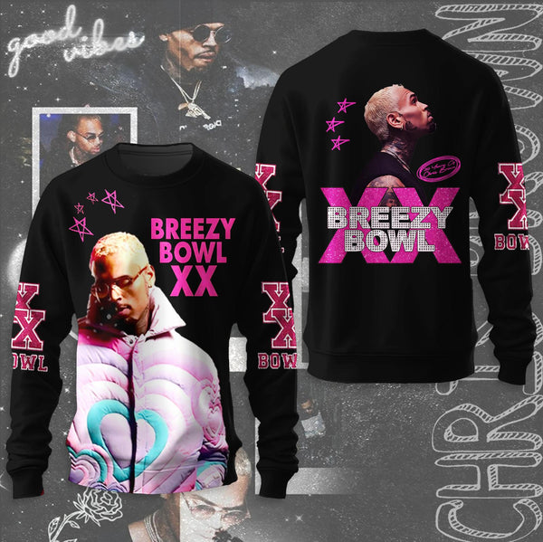 Chris Brown Breezy Bowl XX Tour Long Sleeve Casual Top