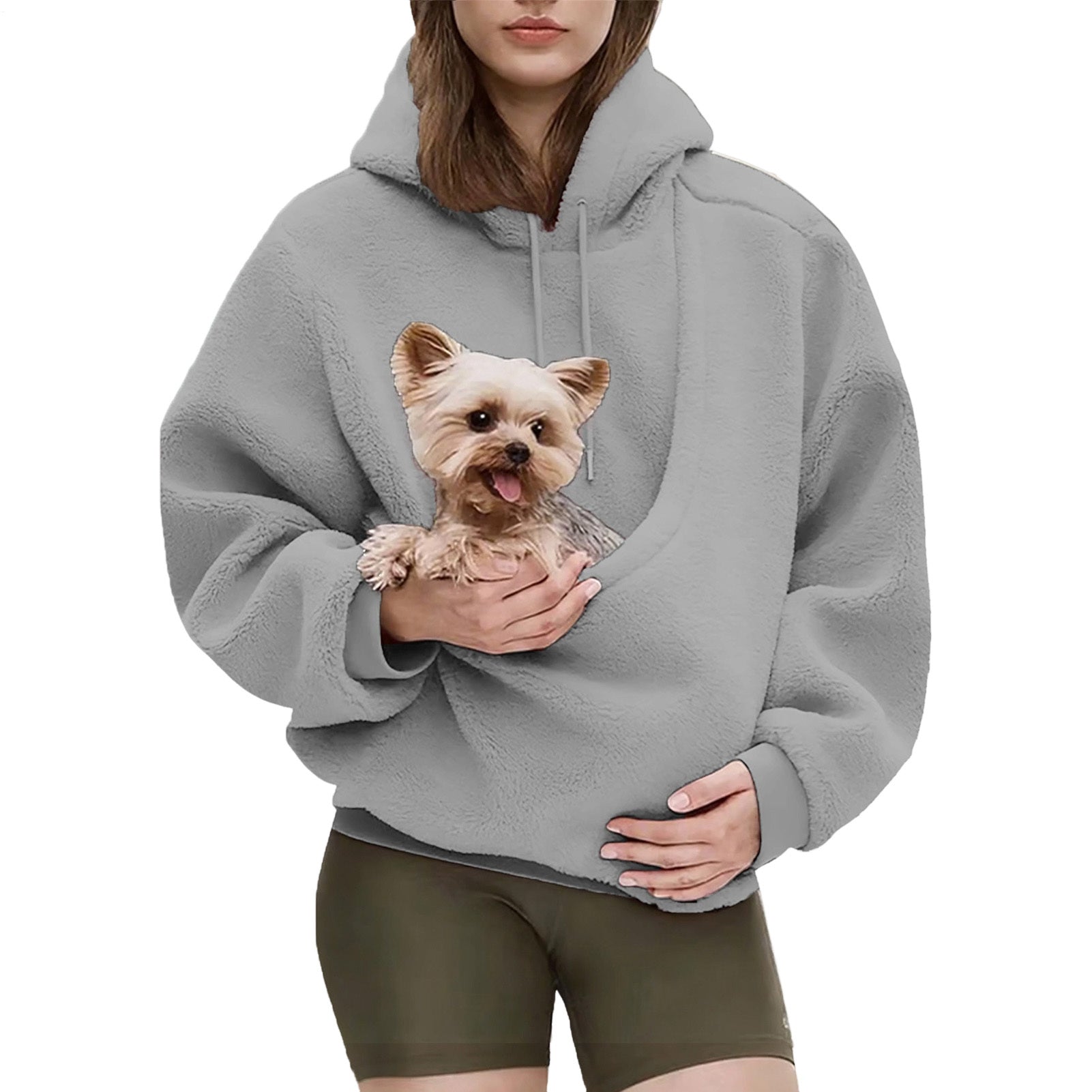 Pet Carrier Hoodie Fuzzy Solid Color Puppy Kitten Cat Holder Carriers Hoodies with Pocket for Home Sofa positive