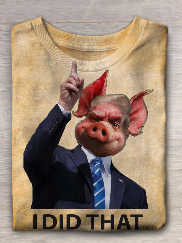 Camiseta con estampado de eslogan "Hice eso" de personaje divertido 