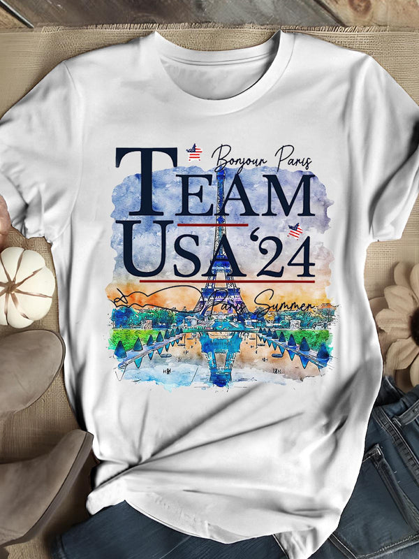 Team USA 24 Paris Print Short Sleeve T-Shirt