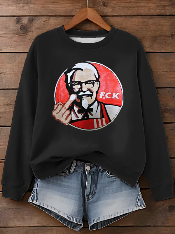 Funny Sarcastic Printed Long Sleeve Casual Top