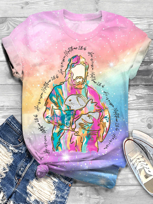 Brush Stroke Jesus Christian Easter Day T-shirt