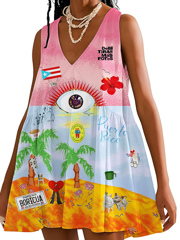 Puerto Rico V-neck Sleeveless Dress
