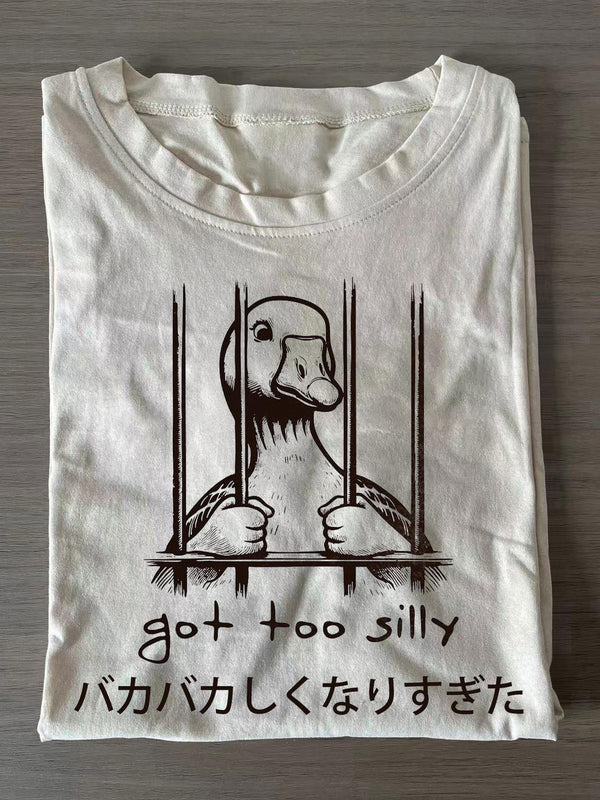 Funny Got Too Silly Duck Crew Neck T-shirts