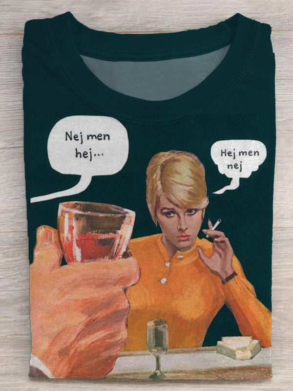 Hei Men Nei Retro Crew Neck T-shirt