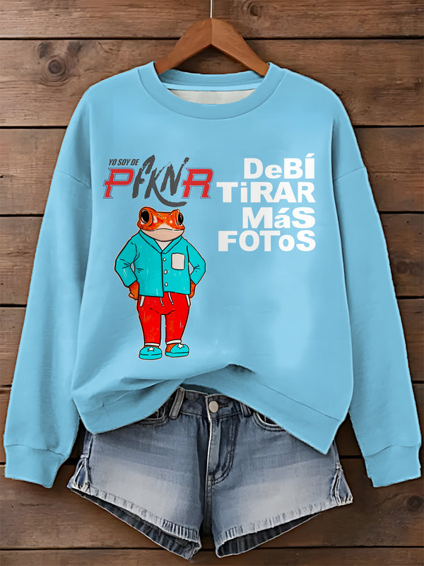 Debi Tirar Mas Fotos Printed Long Sleeve Casual Top