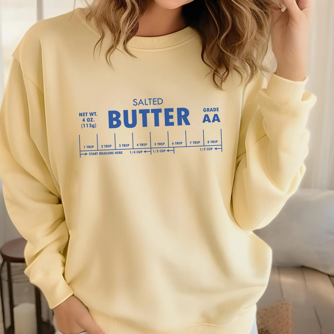 Funny Salted Butter Printed Long Sleeve Casual Top