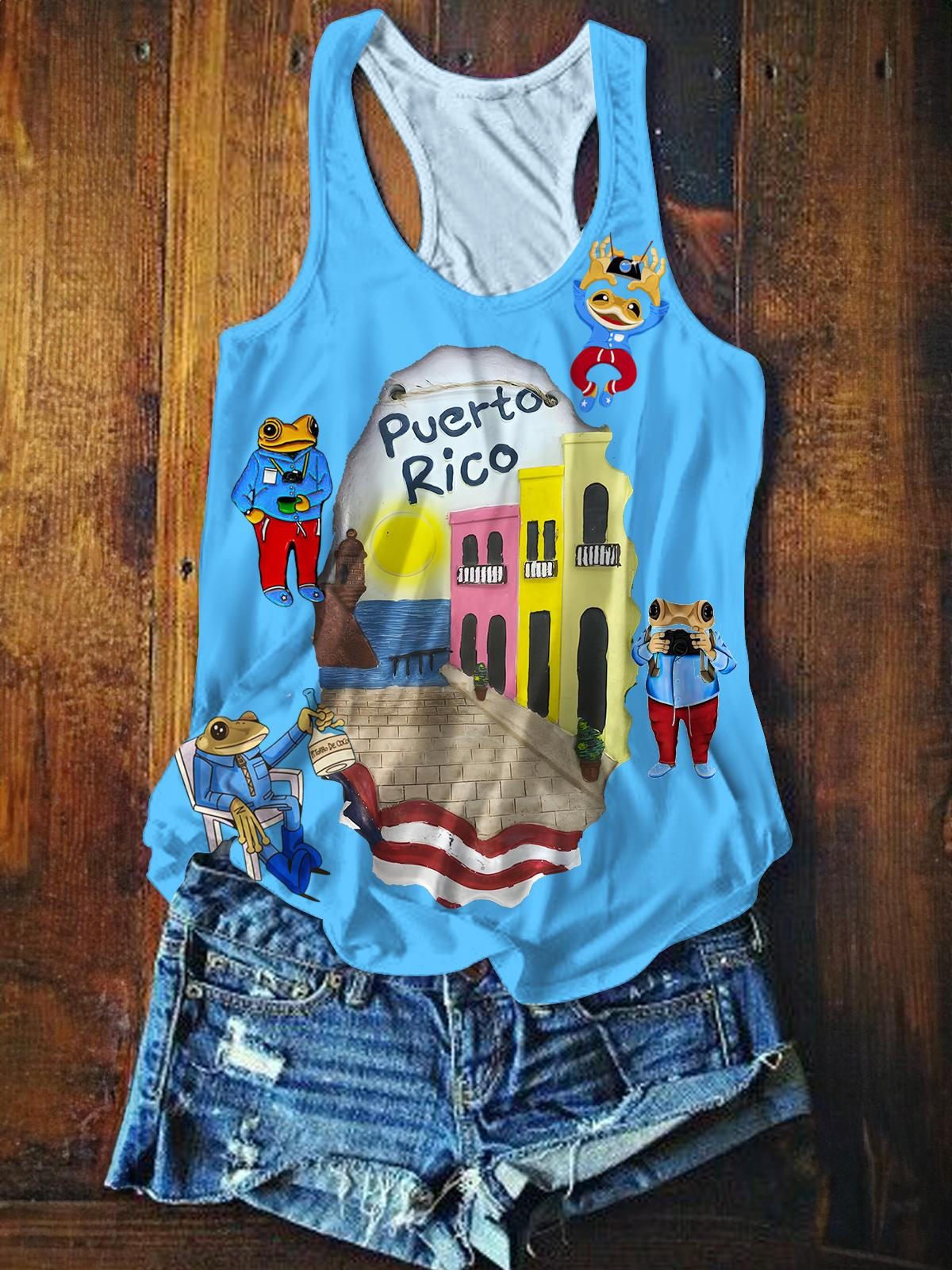 Puerto Rico Printed Casual Tank Top