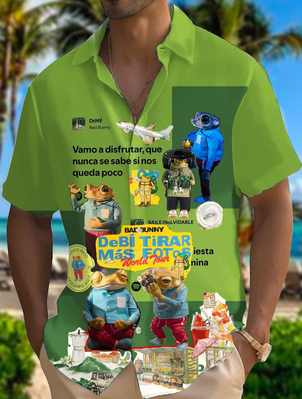 BadBunny Fashion Print Short Sleeve Shirts