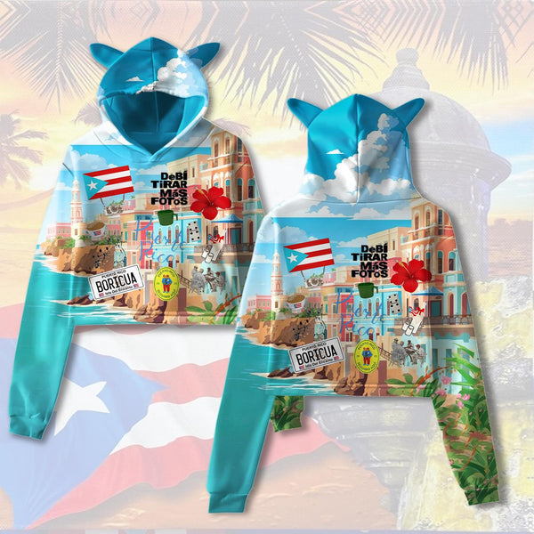 Puerto Rican Badbunny Printed Fur Rabbit Long Sleeve Hoodie