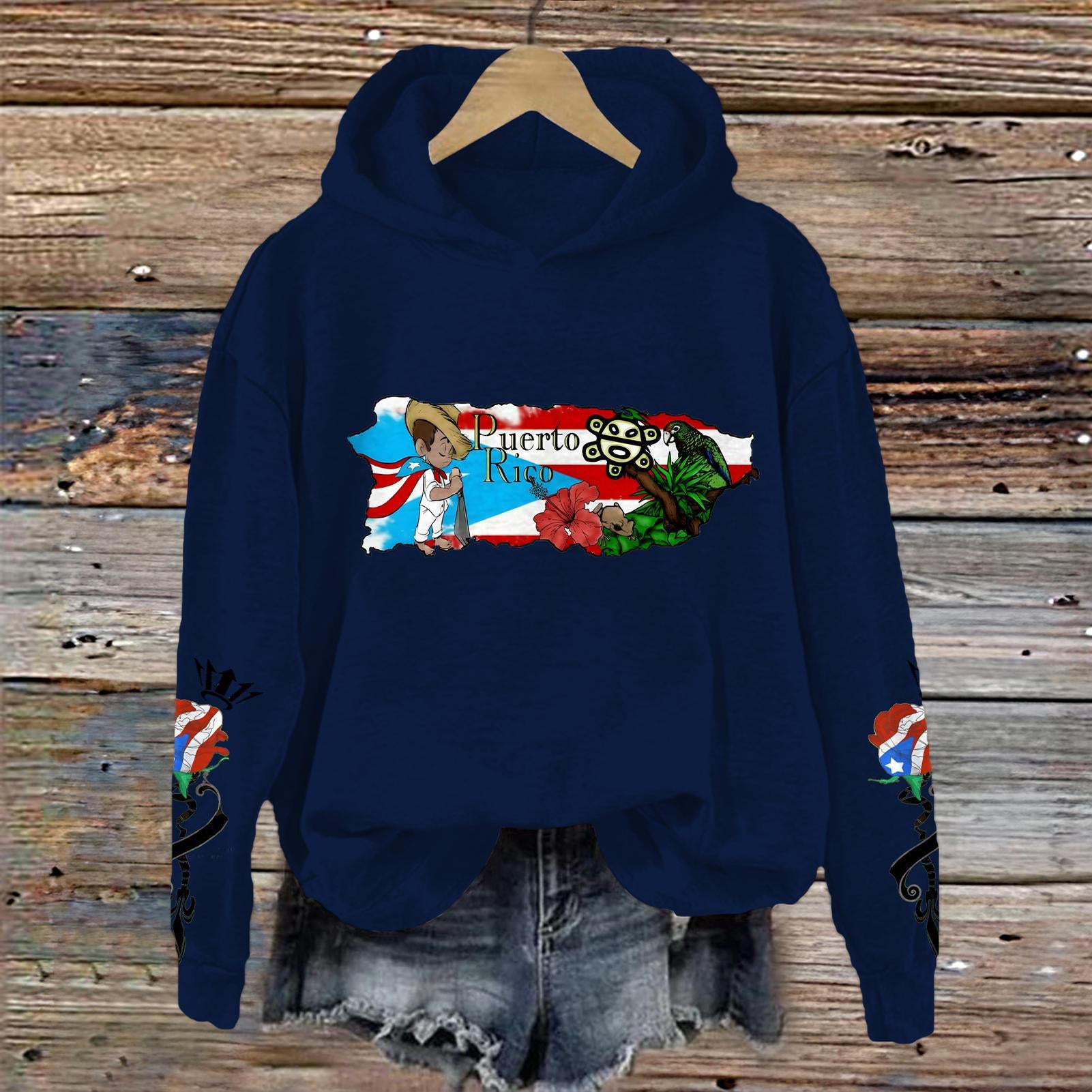 Puerto Rico Long Sleeve Printed Hoodie