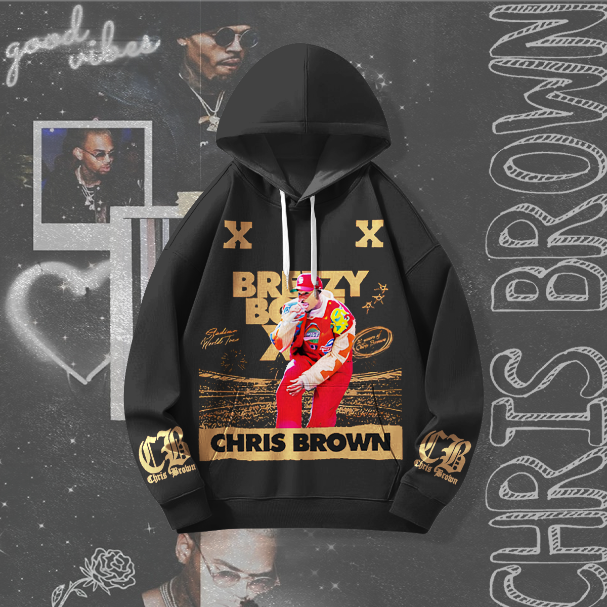 Chris Brown Breezy Bowl XX Loose Fit Hooded Sweatshirt With Pockets
