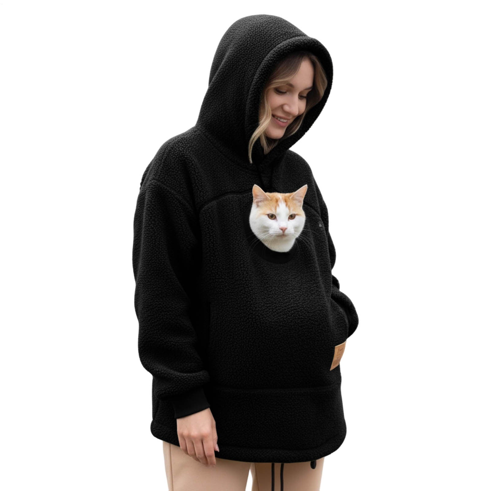 Pet Care Hoodie Long Sleeve Warm Fall Winter Pullover Sweatshirt with Dog Pouch for Outdoor Dog Walking generous