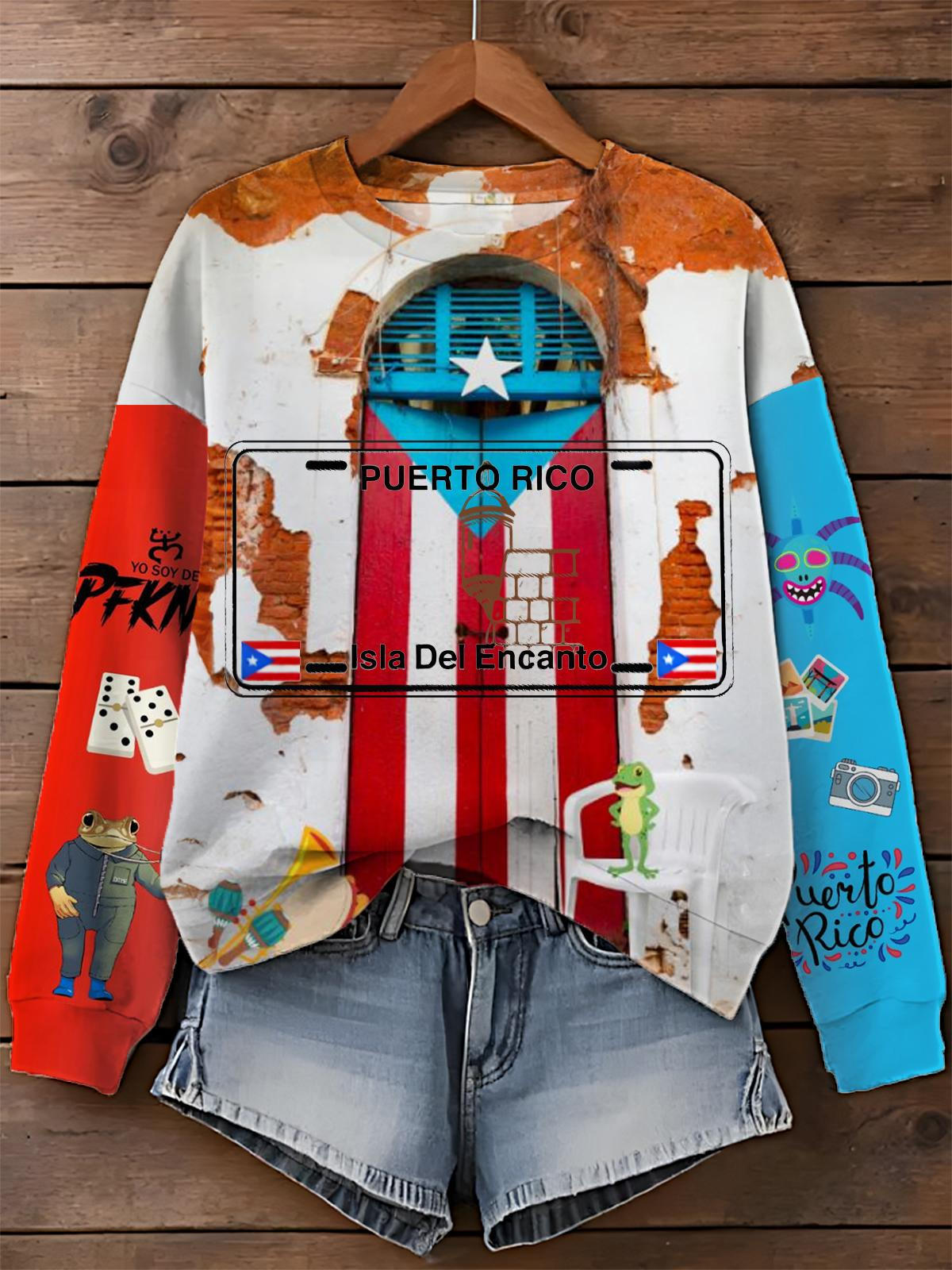 Camiseta casual de manga larga con estampado de Bad Bunny Dtmf Puerto Rico 