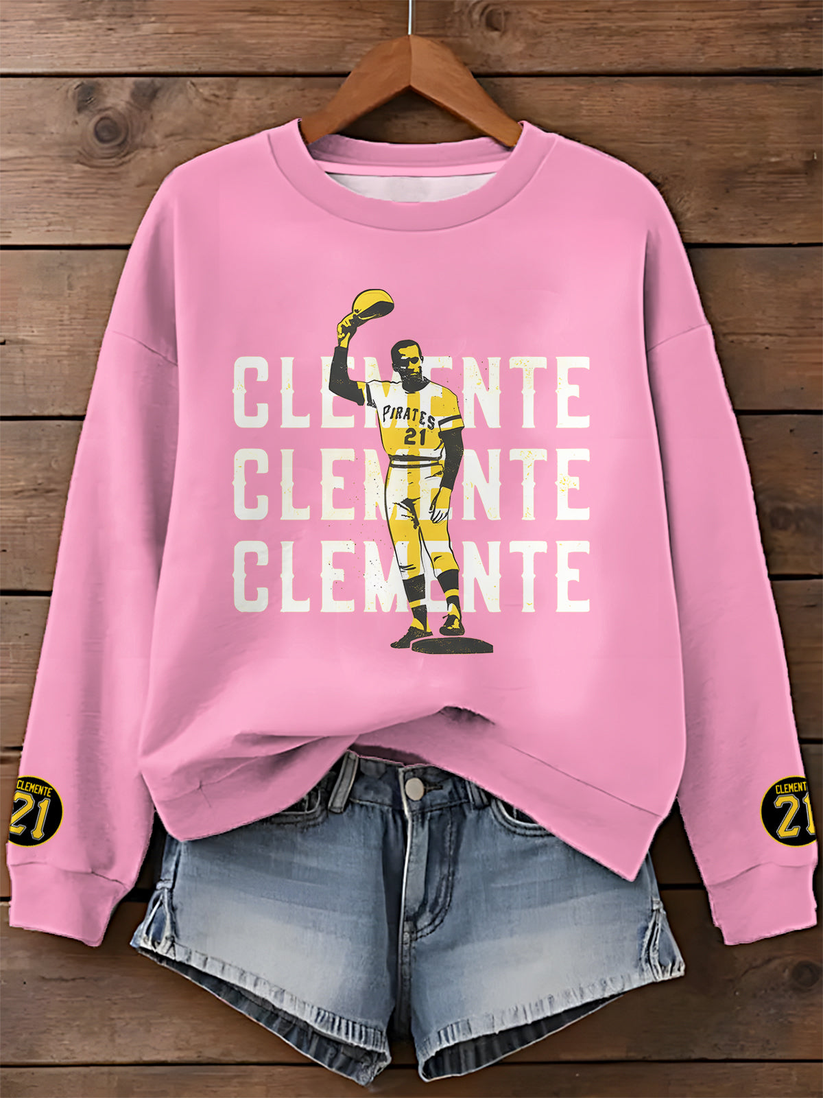 Roberto Clemente Printed Long Sleeve Casual Top