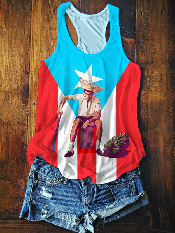 Puerto Rican Singer Printed Casual Tank Top