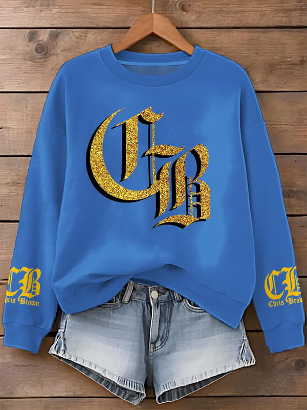 Chris Brown Breezy Bowl XX Tour Printed Long Sleeve Casual Top