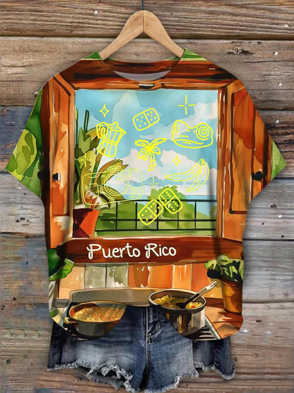Puerto Rican Art Crew Neck T-shirt