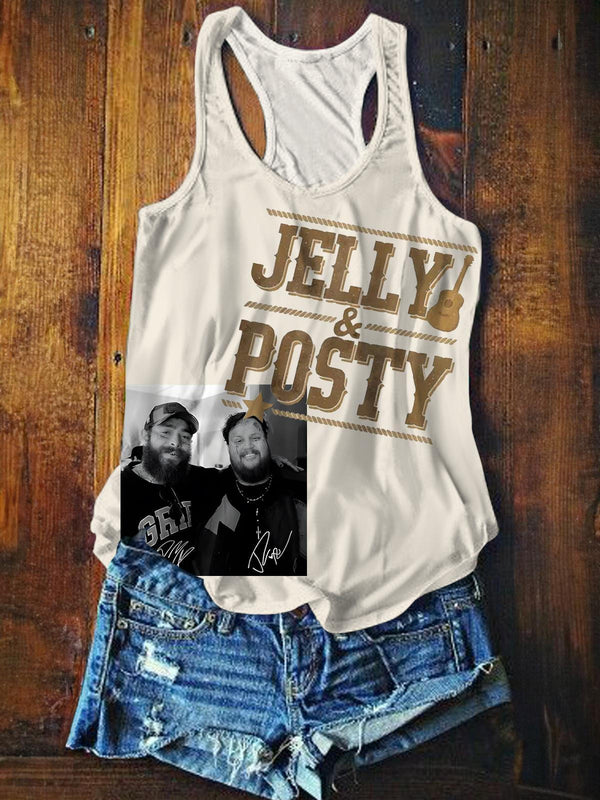 Jelly Posty Printed Casual Tank Top