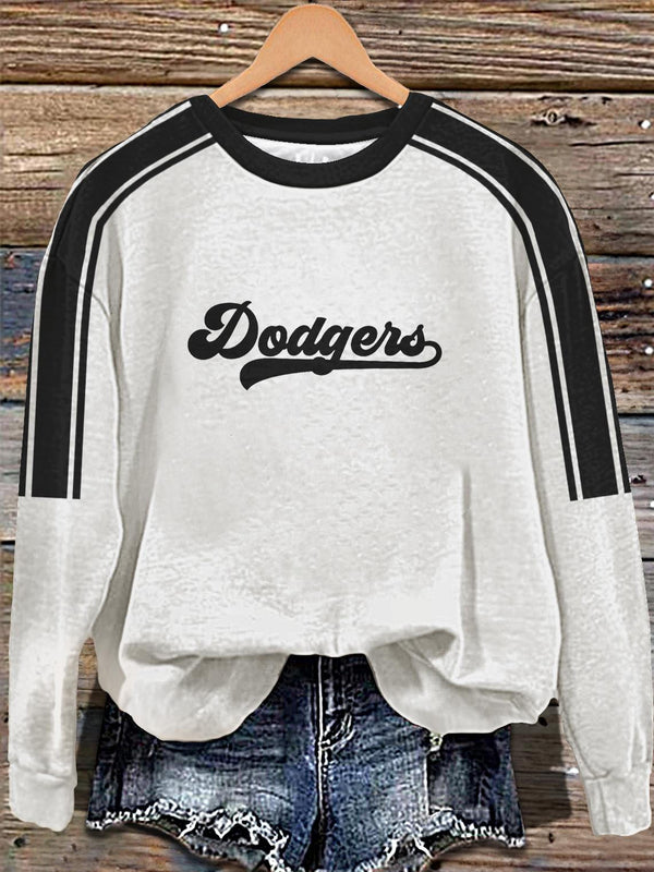 Dodger Baseball Printed Long Sleeve Casual Top