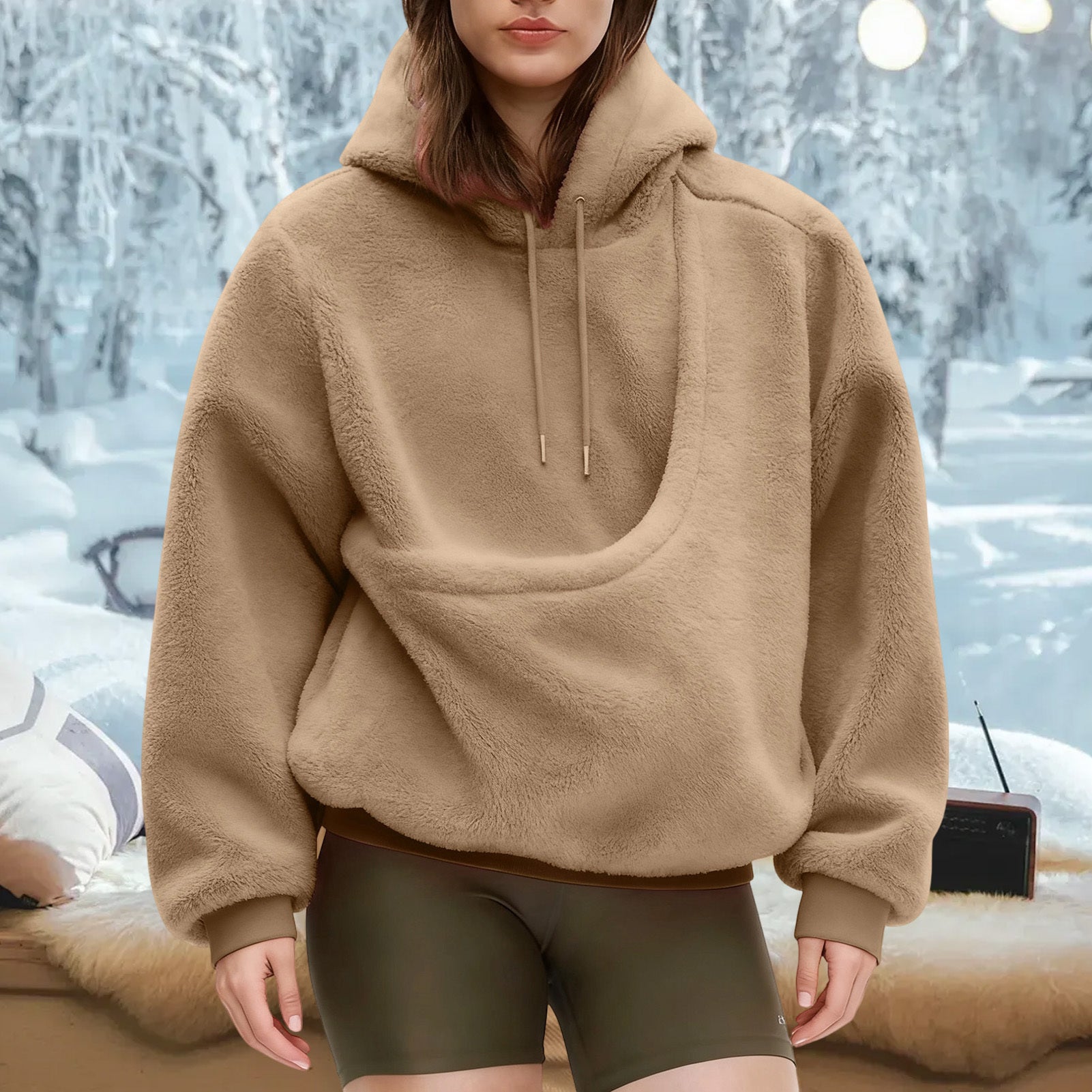 Pet Carrier Hoodie Fuzzy Solid Color Puppy Kitten Cat Holder Carriers Hoodies with Pocket for Home Sofa positive