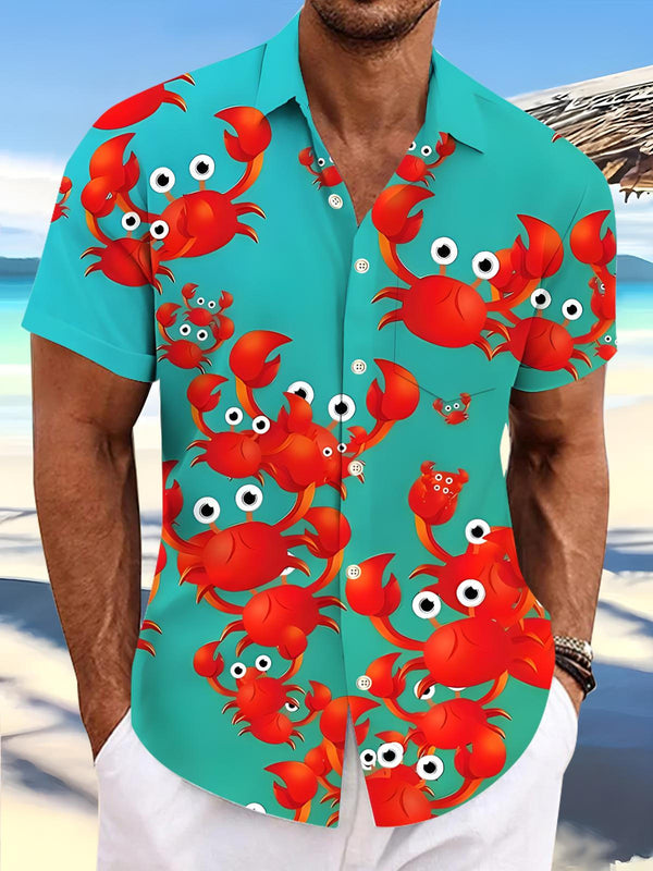 Camisas de manga corta con bolsillo de cangrejo para hombre