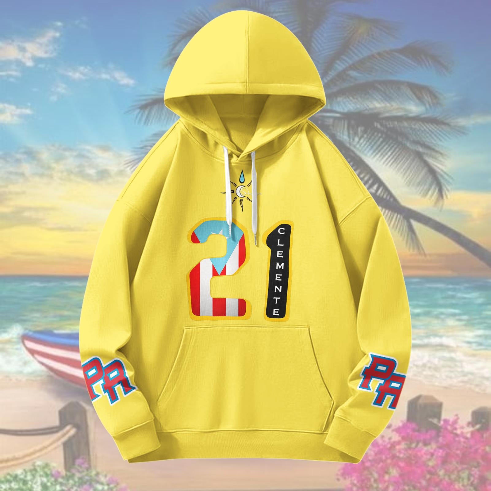 Roberto Clemente Unisex Long Sleeve Hooded Pocket Sweatshirt