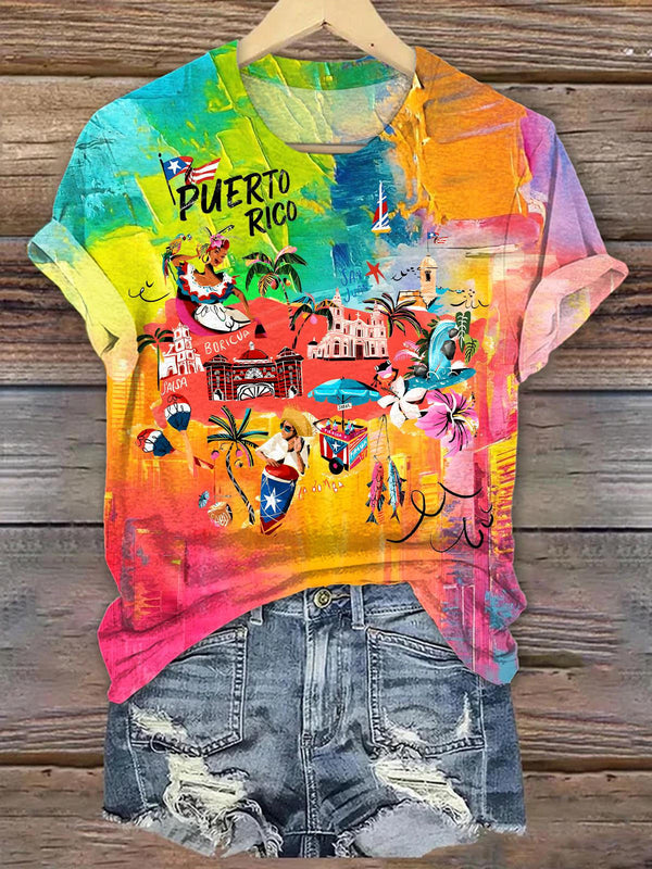 Puerto Rican Printed Crew Neck T-shirt