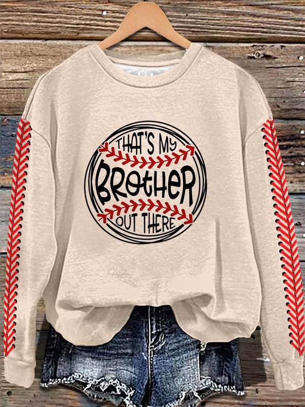Top casual de manga larga con estampado "Ese es mi hermano del béisbol" 