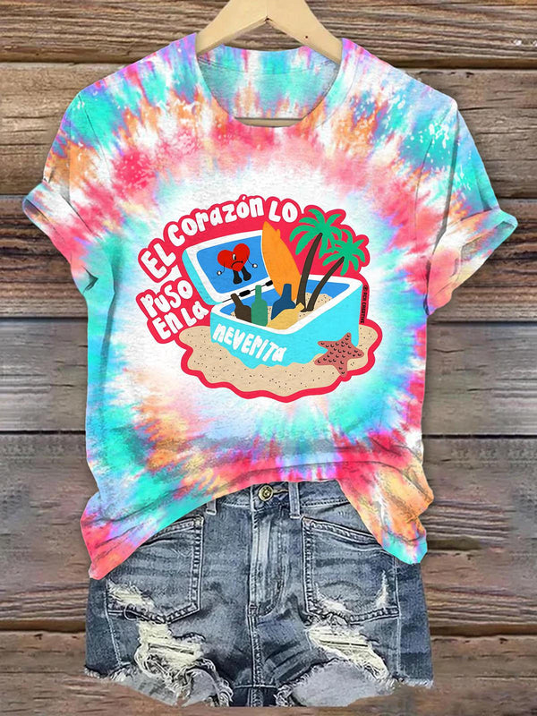 BadBunny Tie Dye Crew Neck T-shirt