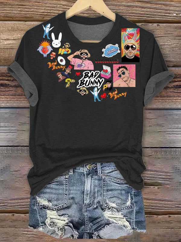 Badbunny Fun Printed Crew Neck T-shirt