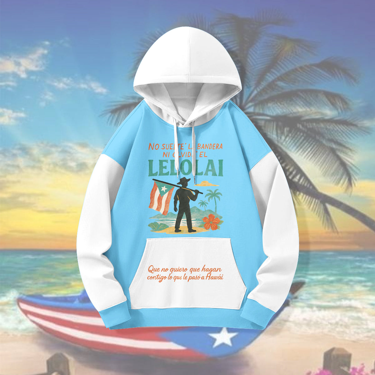 Puerto Rico Loose Fit Hooded Sweatshirt With Pockets