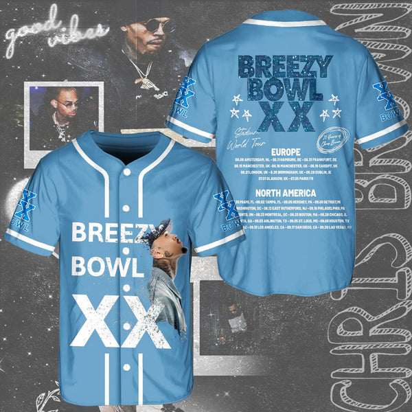 Chris Brown Breezy Bowl XX Tour Baseball Jersey