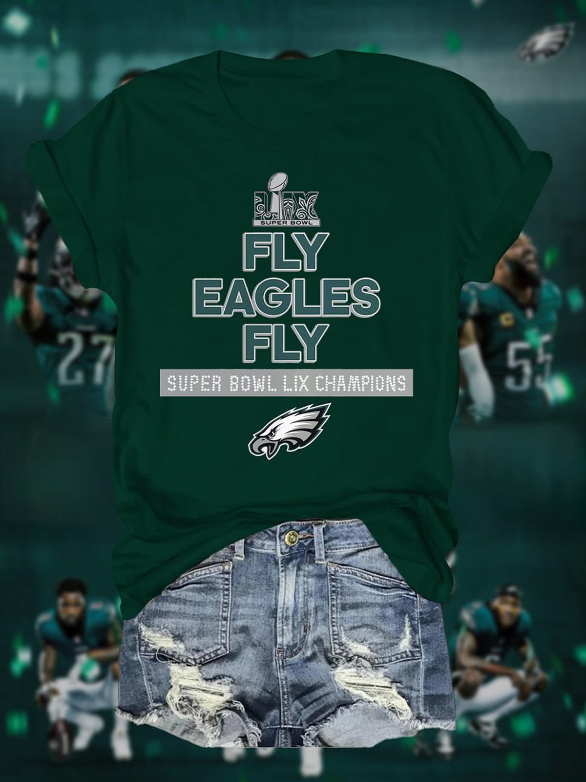 Fly Eagles Fly Football 2025 Champions Crew Neck T-shirt