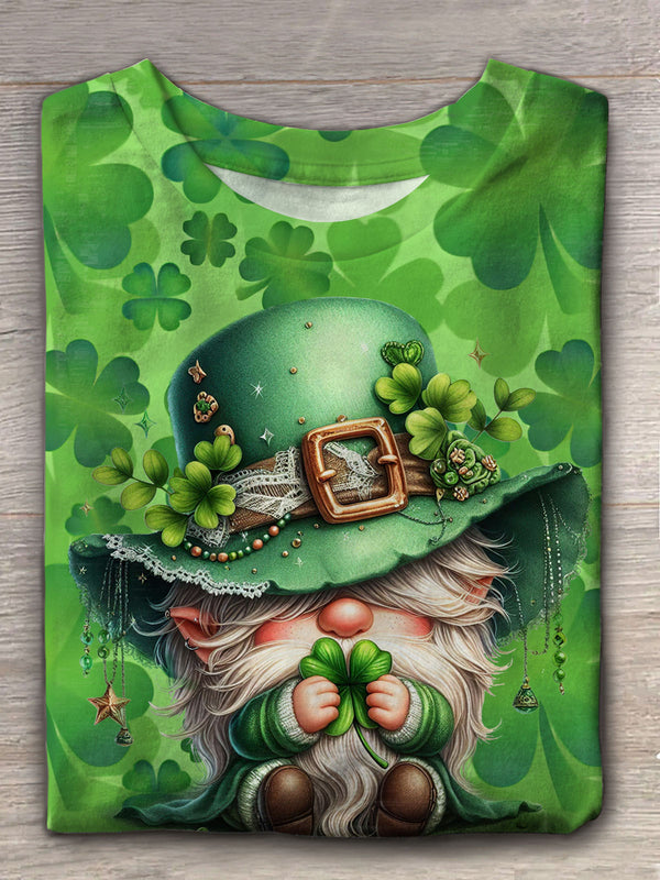 St. Patrick Day Cute Gnome Crew Neck T-shirt