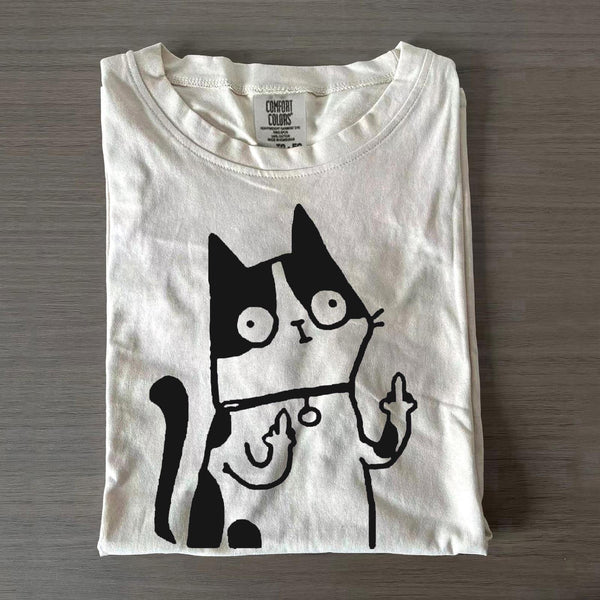 Ironic Cat Unisex Cotton Crew Neck T-shirt