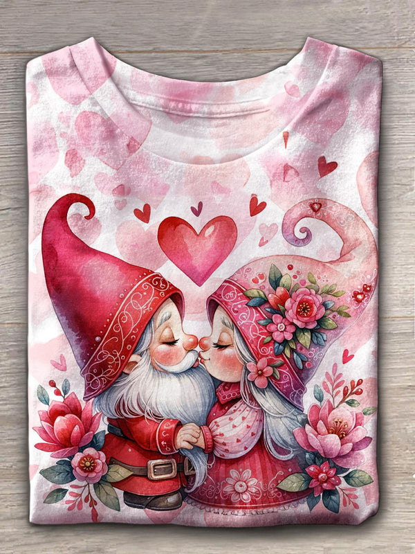 Kissing Gnomes Valentine's Day Crew Neck T-shirt